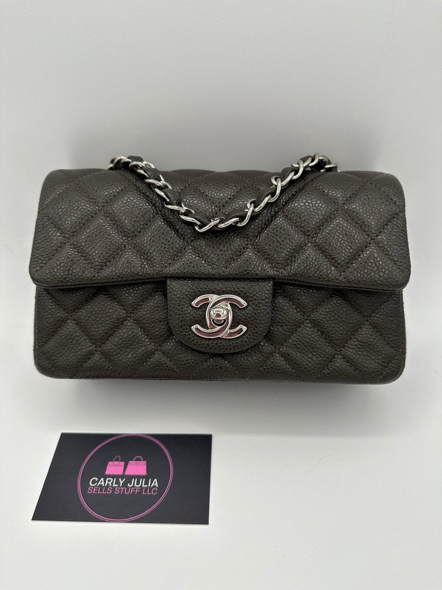 CHANEL Dark Grey Mini Caviar Flap - Carly Julia Sells Stuff, LLC