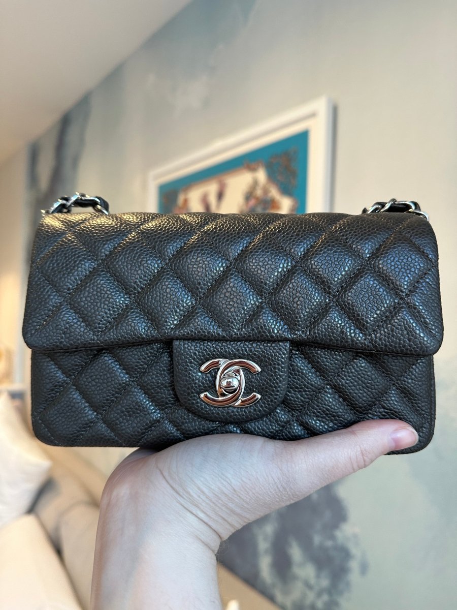 CHANEL Dark Grey Mini Caviar Flap - Carly Julia Sells Stuff, LLC