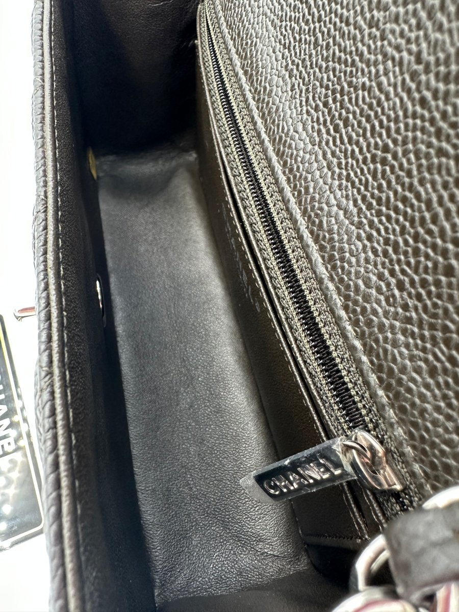 CHANEL Dark Grey Mini Caviar Flap - Carly Julia Sells Stuff, LLC