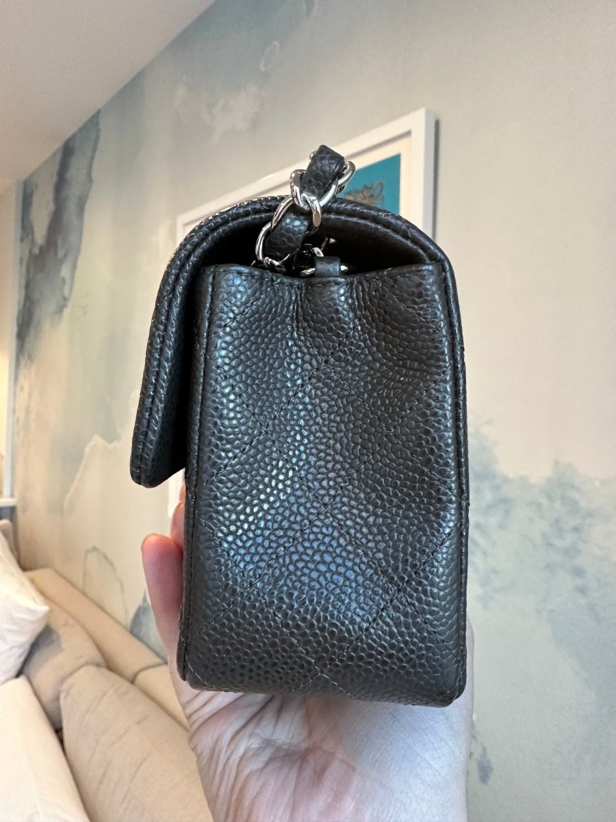 CHANEL Dark Grey Mini Caviar Flap - Carly Julia Sells Stuff, LLC