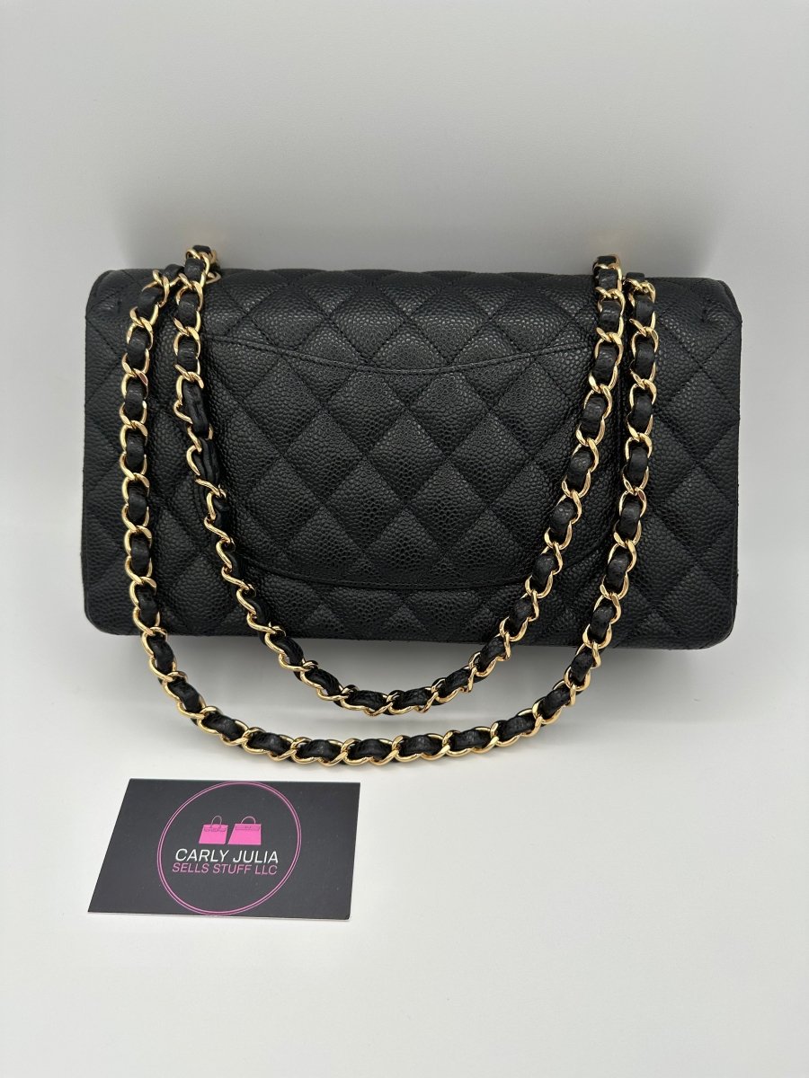 CHANEL Medium Caviar Double Flap Black GHW - Carly Julia Sells Stuff, LLC