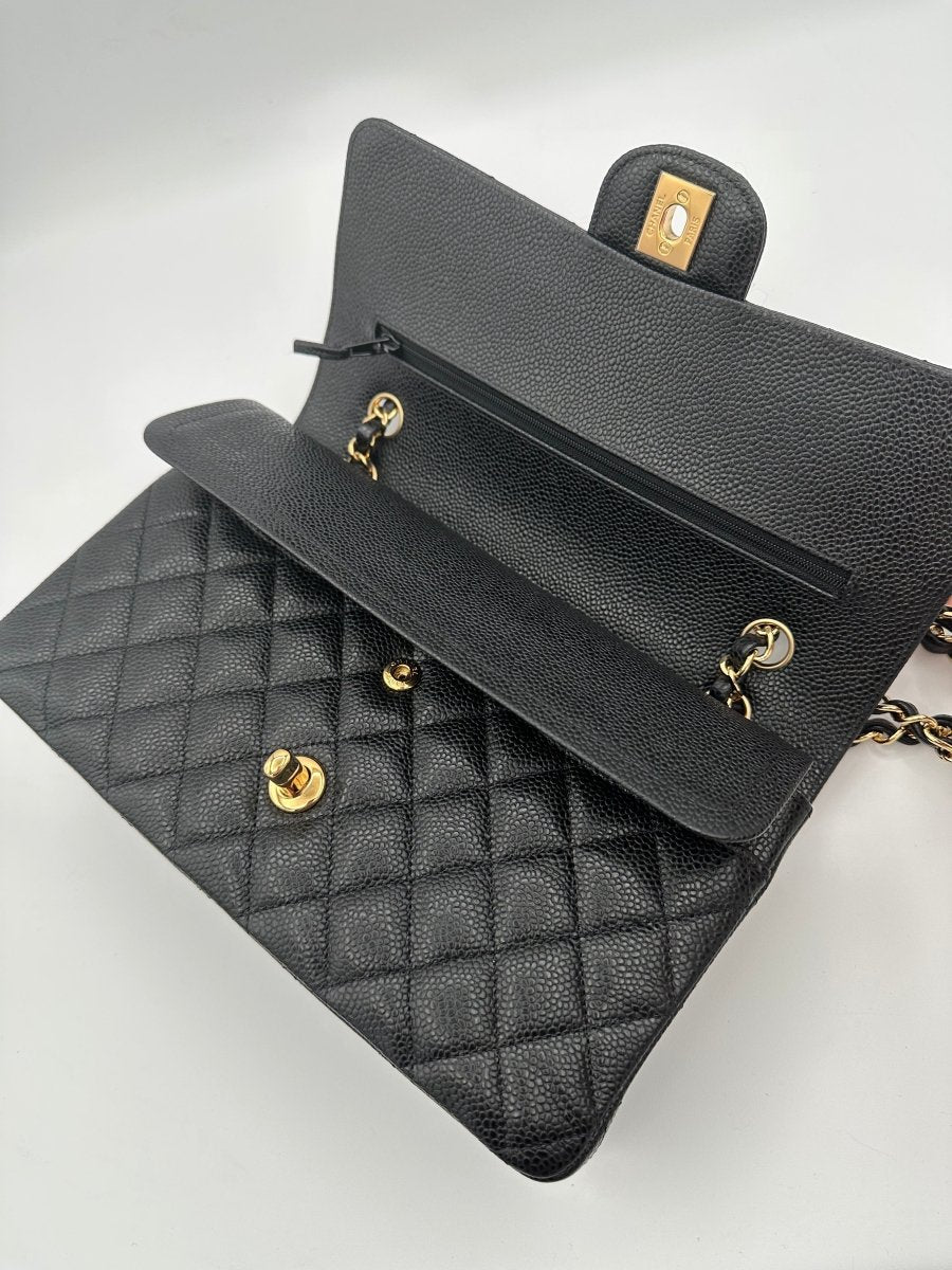 CHANEL Medium Caviar Double Flap Black GHW - Carly Julia Sells Stuff, LLC