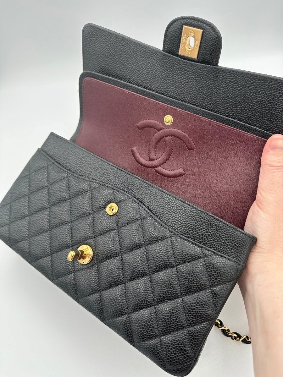 CHANEL Medium Caviar Double Flap Black GHW - Carly Julia Sells Stuff, LLC