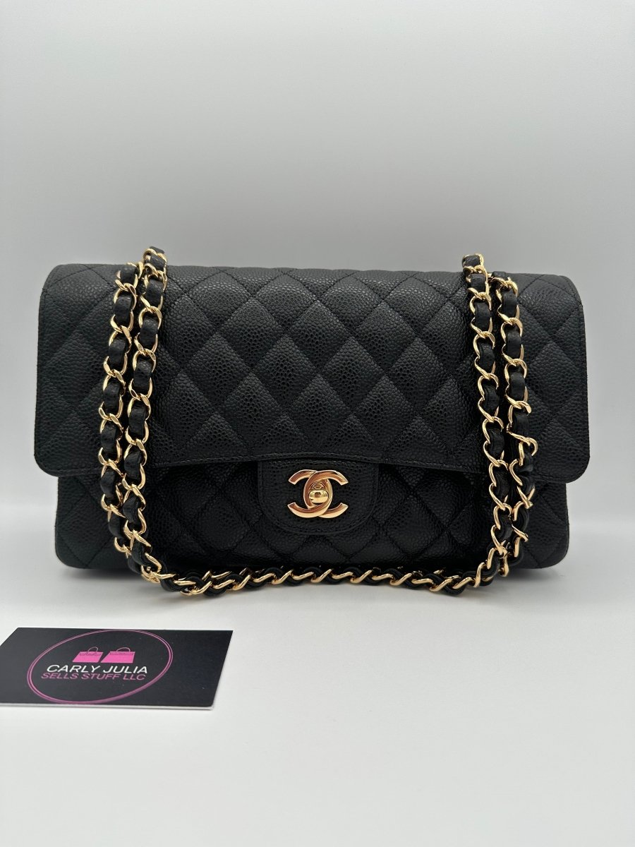 CHANEL Medium Caviar Double Flap Black GHW - Carly Julia Sells Stuff, LLC