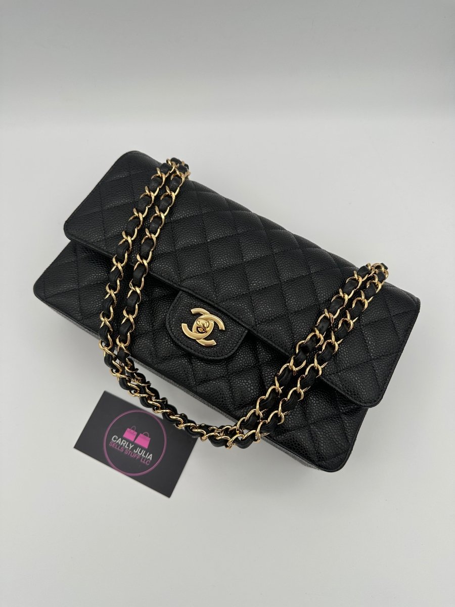CHANEL Medium Caviar Double Flap Black GHW - Carly Julia Sells Stuff, LLC