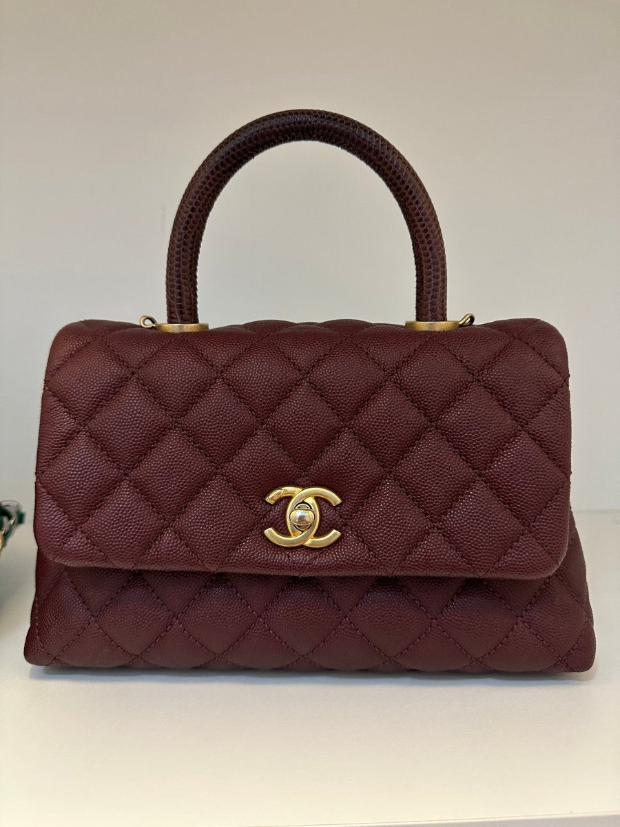 CHANEL Mini Burgundy Coco Handle GHW - Carly Julia Sells Stuff, LLC