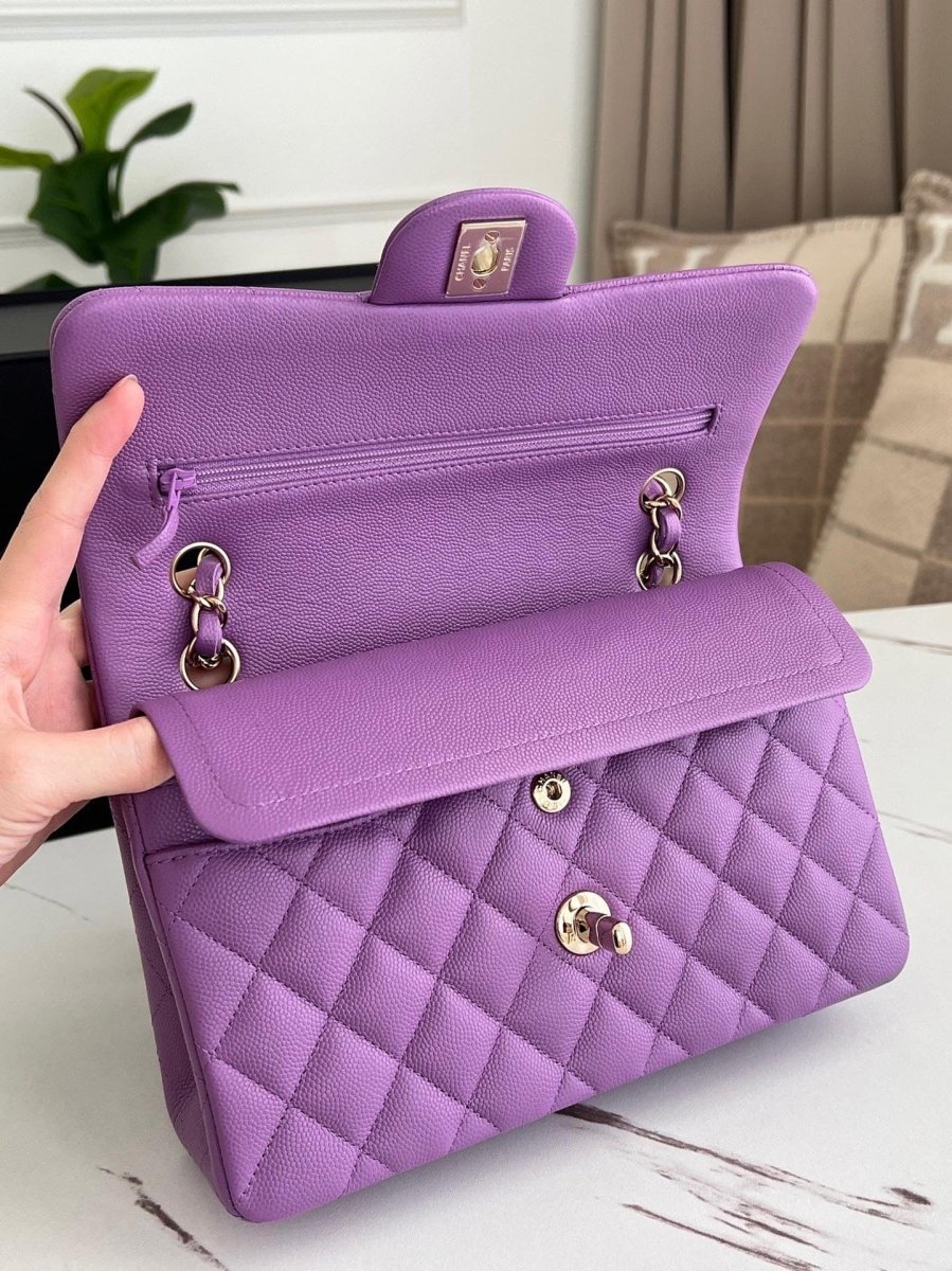 CHANEL Small Purple Caviar Double Flap GHW - Carly Julia Sells Stuff, LLC