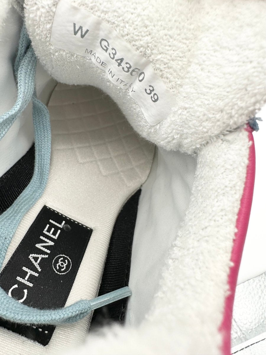 CHANEL Suede Calfskin Fabric CC Sneakers Size 39 - Carly Julia Sells Stuff, LLC