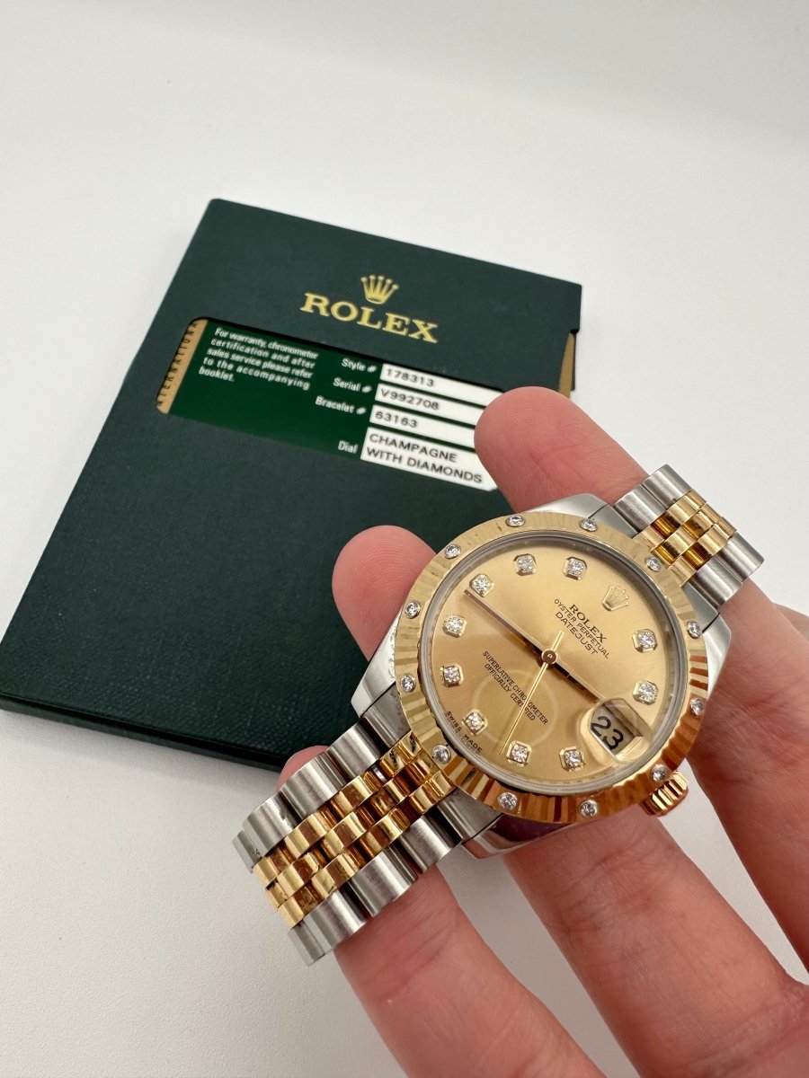 Rolex Datejust 31 Champagne MOP with Diamonds 178313 - Carly Julia Sells Stuff, LLC