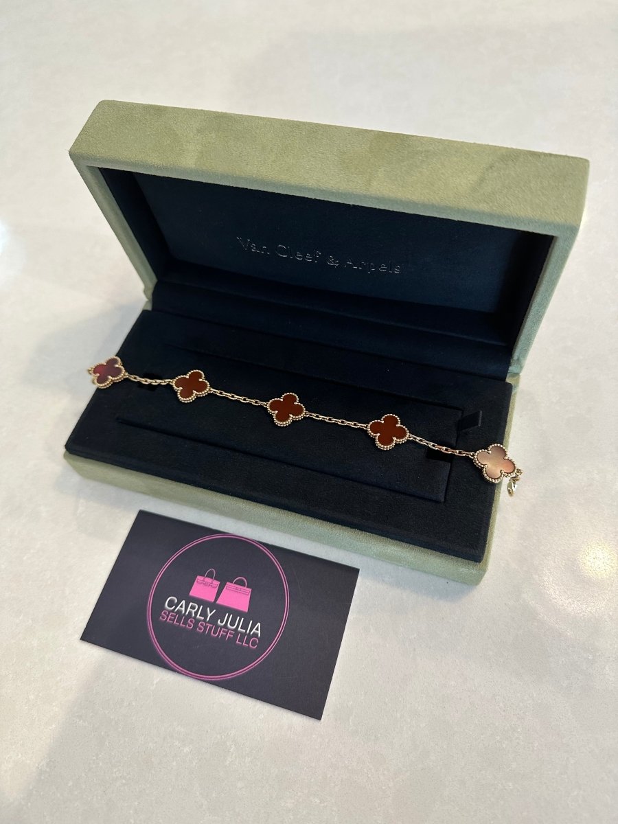 Van Cleef & Arpels Carnelian 5 Motif Alhambra - Carly Julia Sells Stuff, LLC