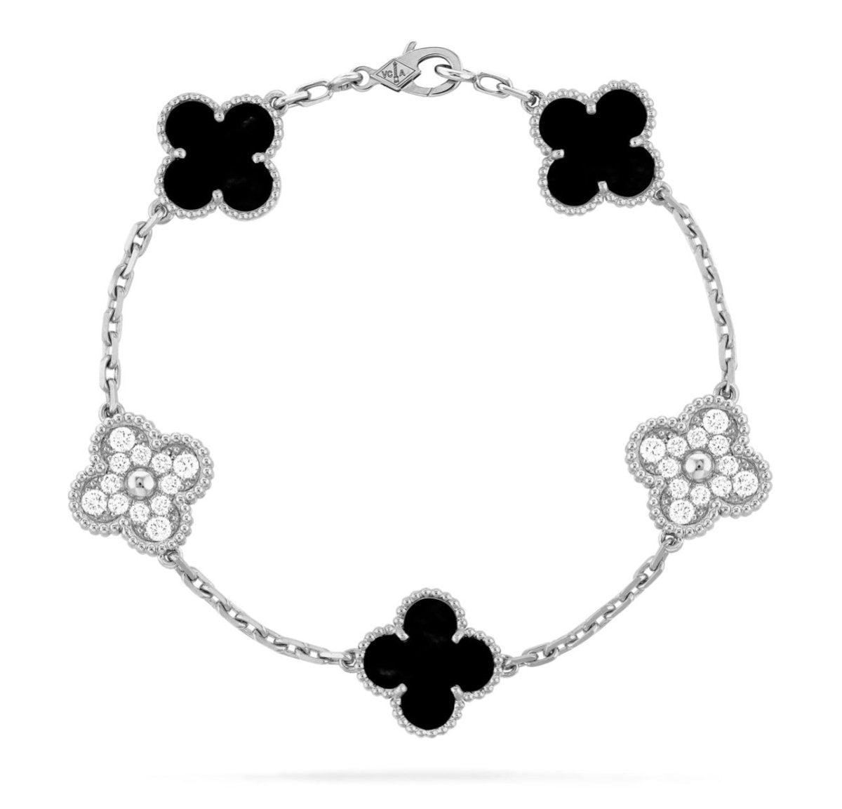 Van Cleef & Arpels Vintage Alhambra 5 Motif Black Onyx & Diamond - Carly Julia Sells Stuff, LLC