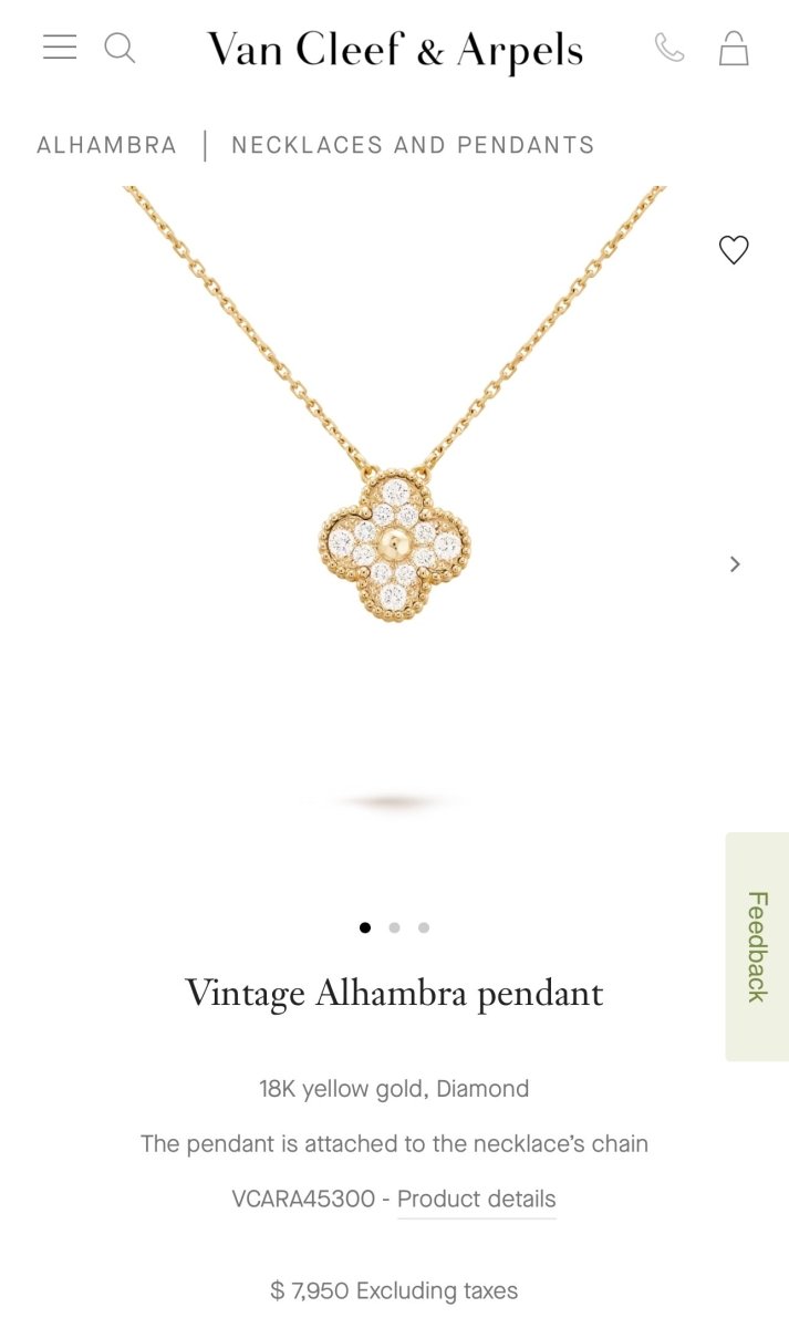 Van Cleef & Arpels Vintage Alhambra YG Diamond Pendant - Carly Julia Sells Stuff, LLC