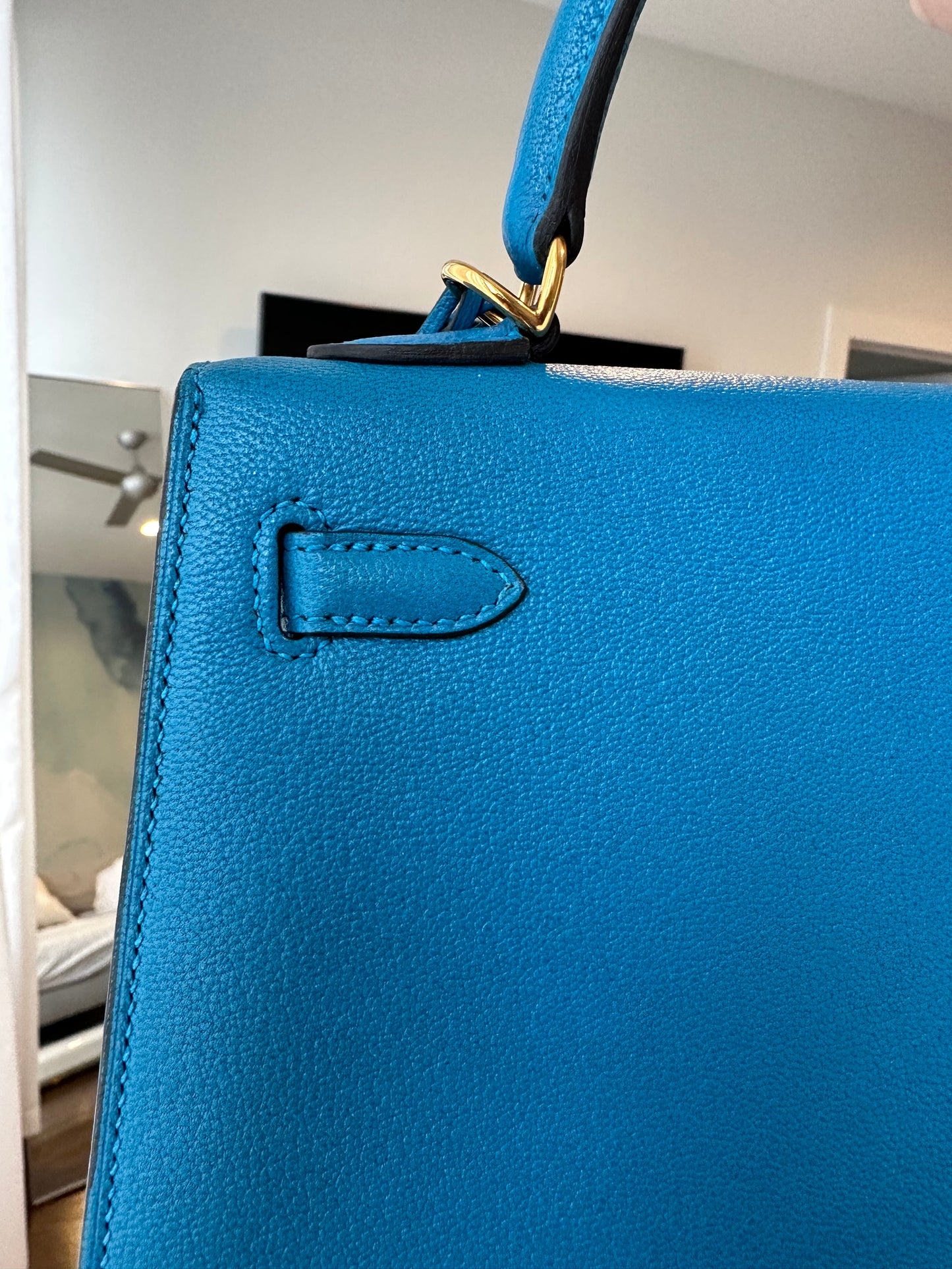 Hermes Kelly 25 Chèvre Blue Zanzibar