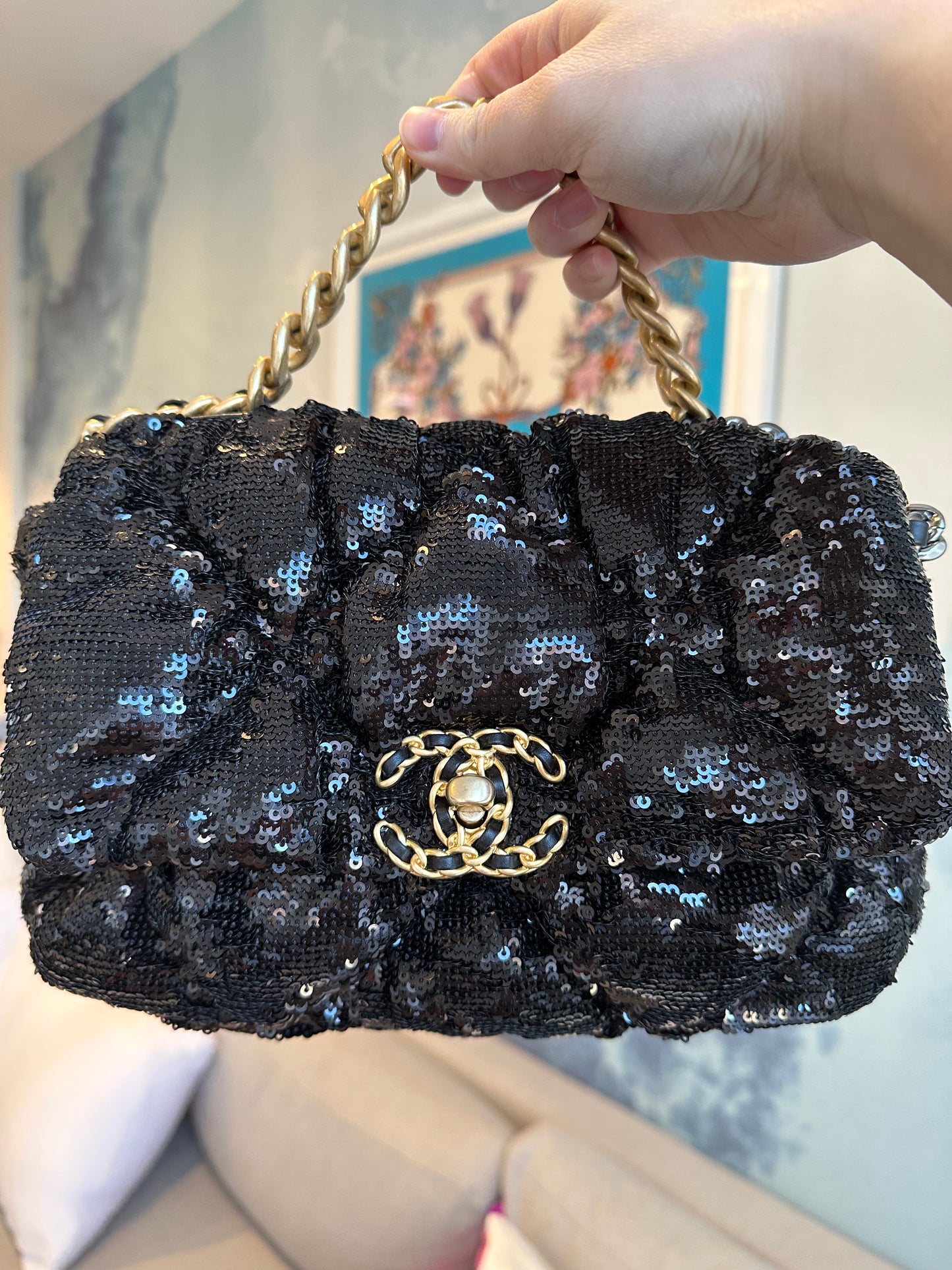 CHANEL 19 Small Sequin Flap