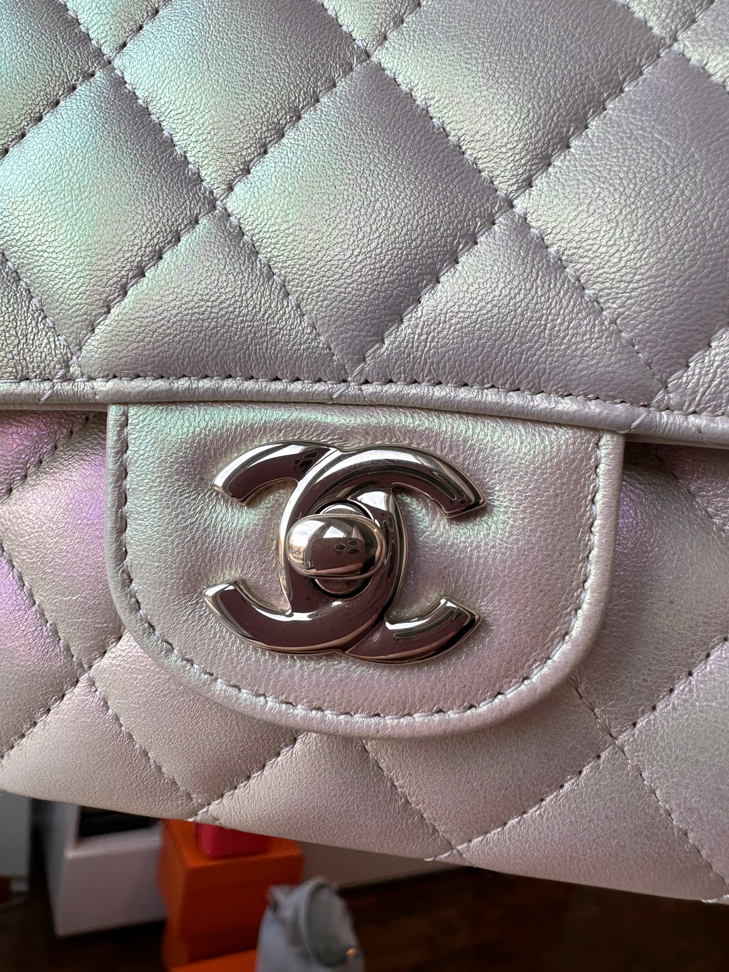 CHANEL Iridescent Medium Double Flap