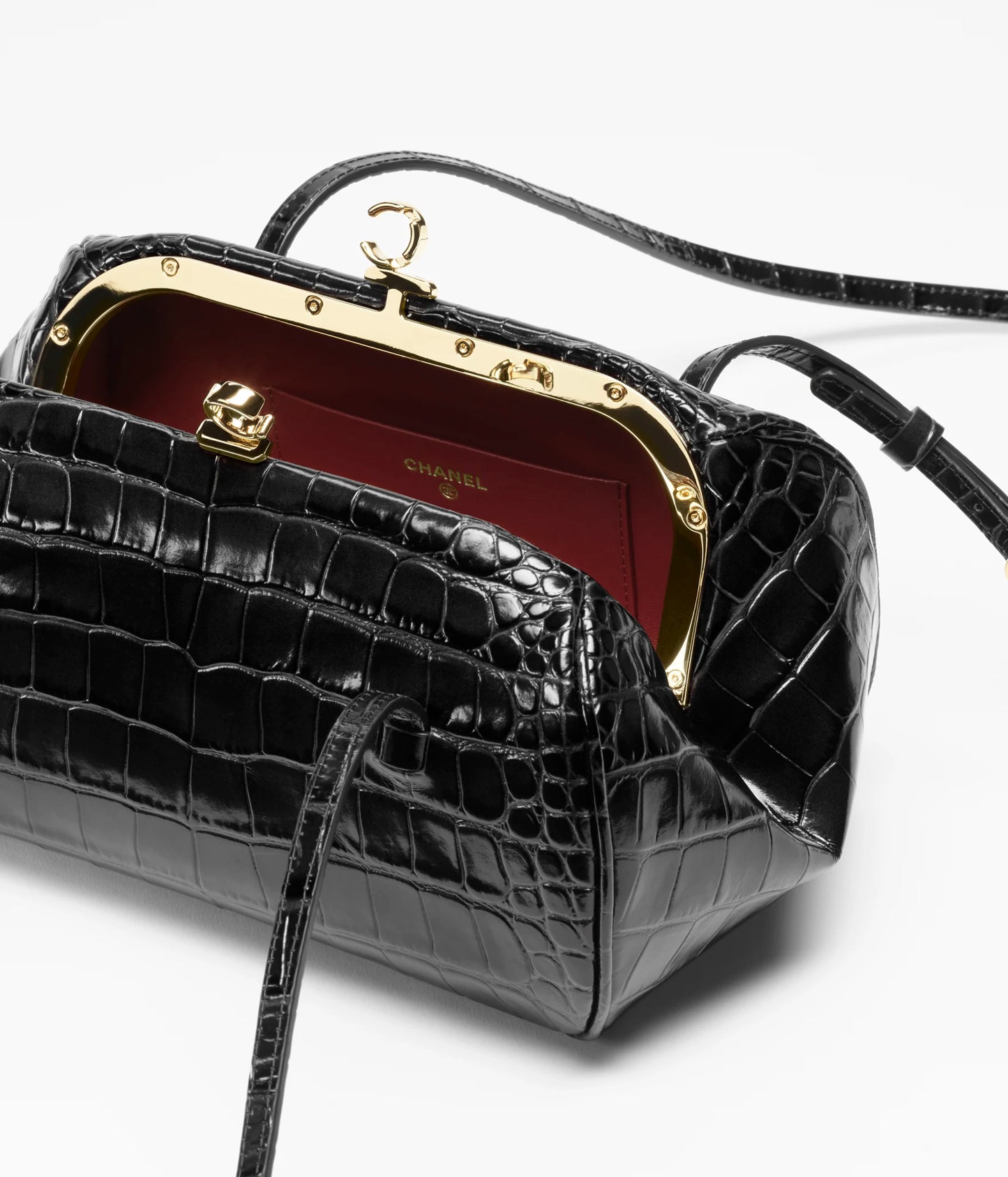 CHANEL Métiers D’Art 2026 Crocodile Embossed Calfskin Clutch with Leather Strap