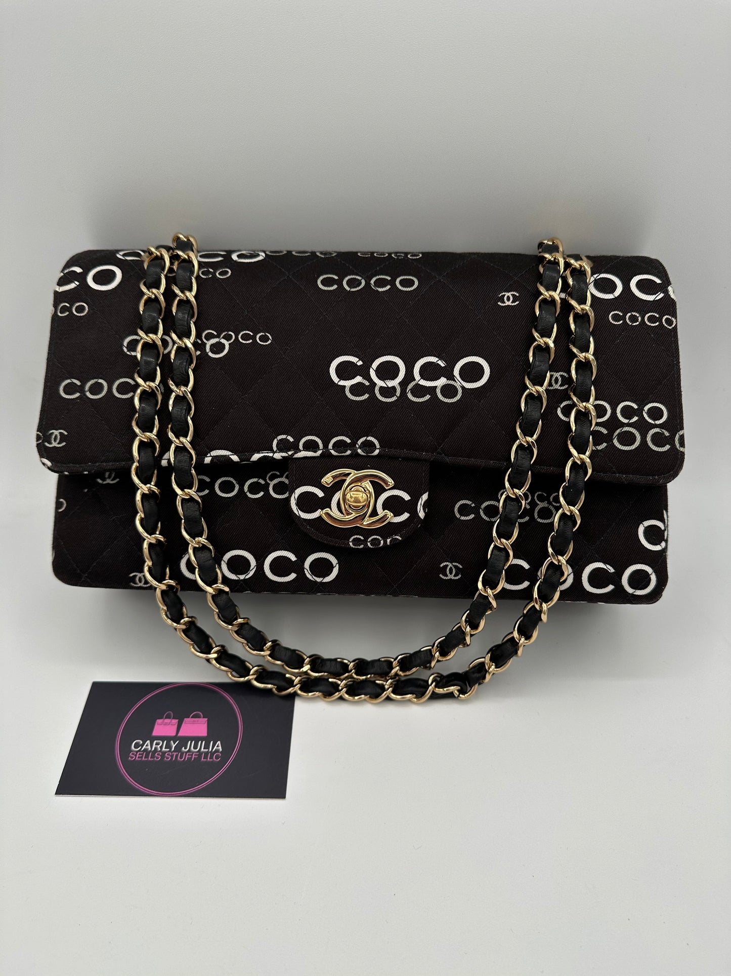 CHANEL Limited Edition Vintage Coco Logo Canvas Double Flap