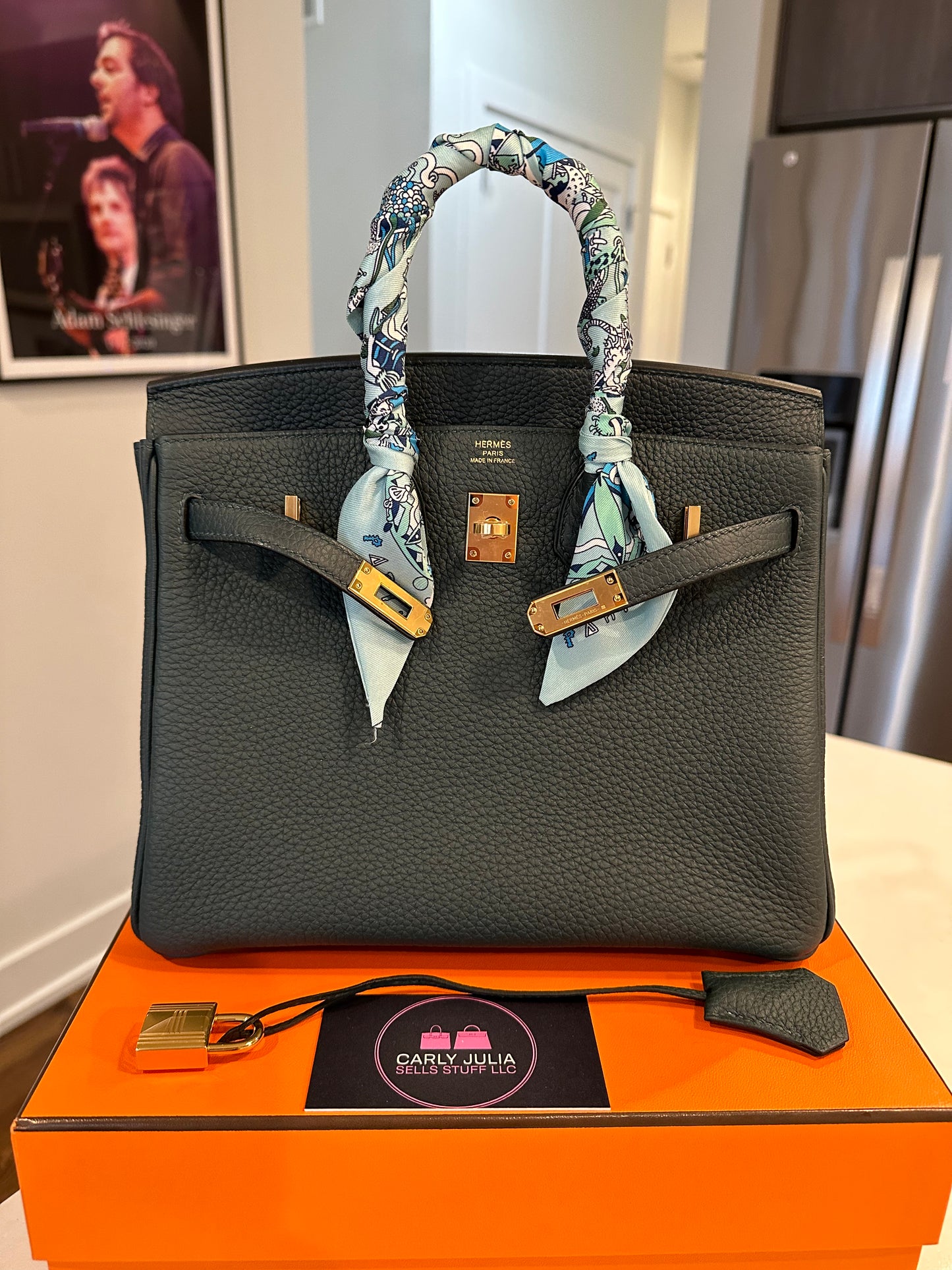 Hermes Brand New Birkin 25 Vert Cypress GHW