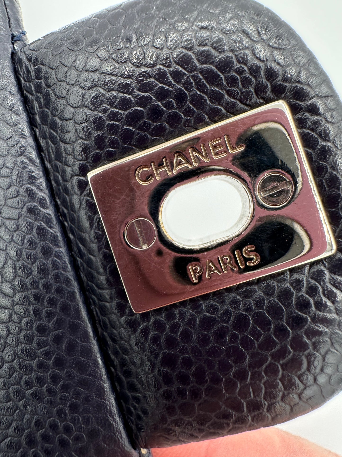 CHANEL Medium Navy Double Flap SHW