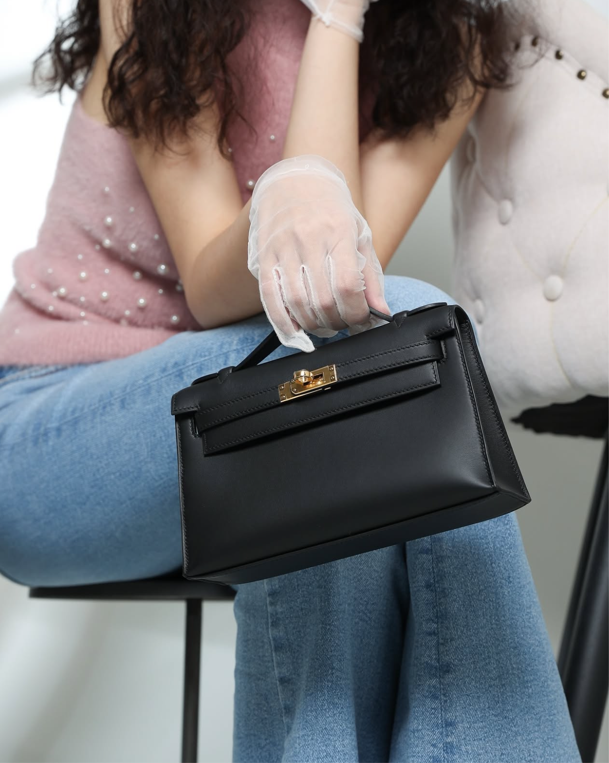 Hermes 2025 Kelly Pochette Noir GHW