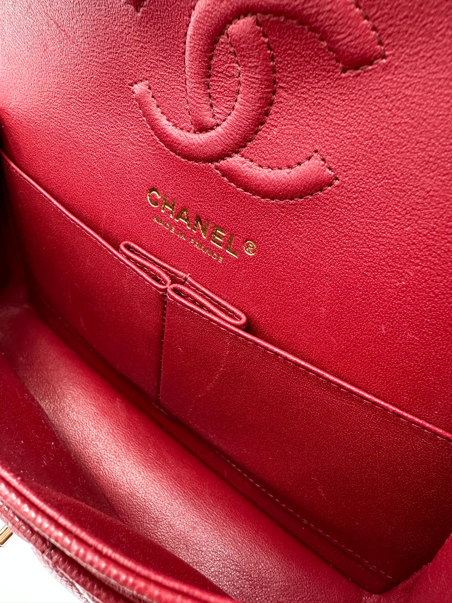 CHANEL Classic Small 19B Red Caviar Double Flap LGHW