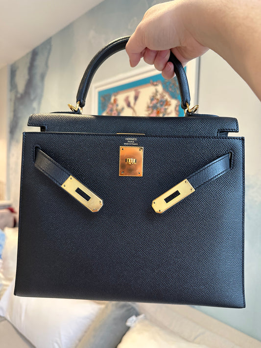 Hermes Kelly 28 Noir Sellier GHW