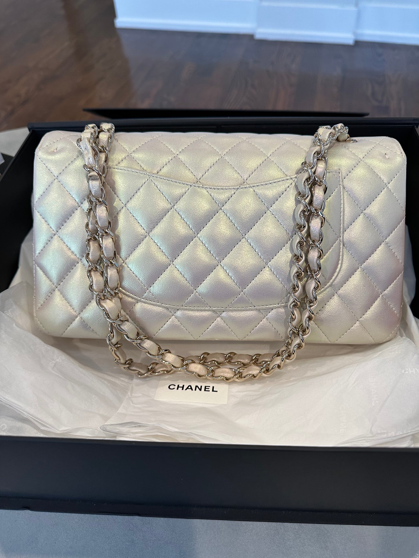 CHANEL Iridescent Medium Double Flap