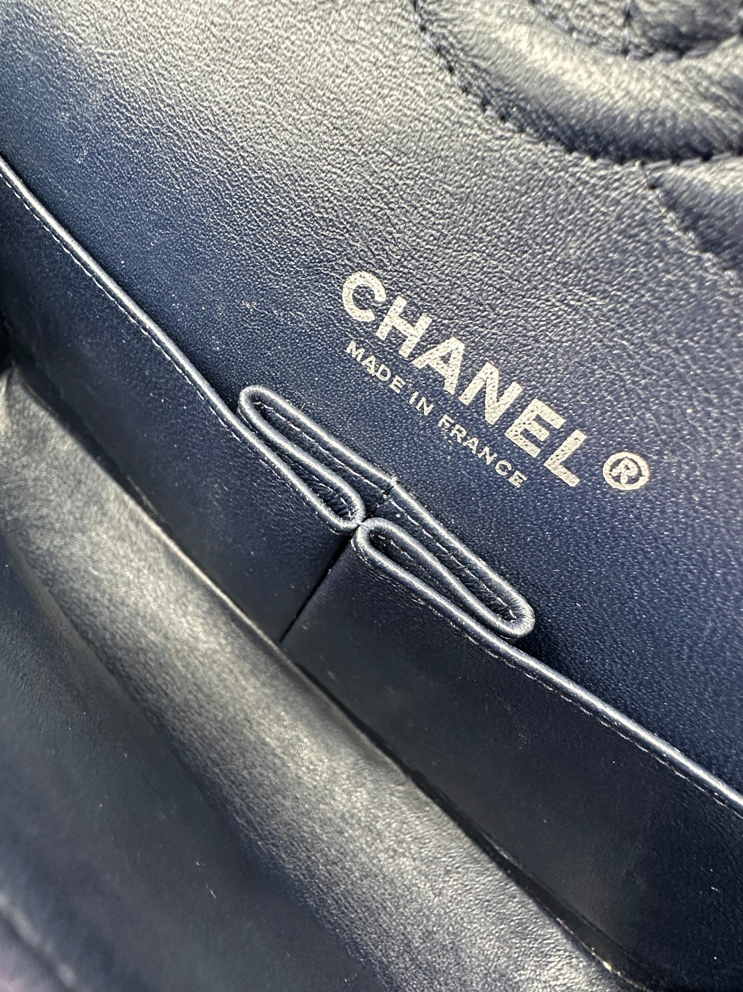 CHANEL Medium Navy Double Flap SHW