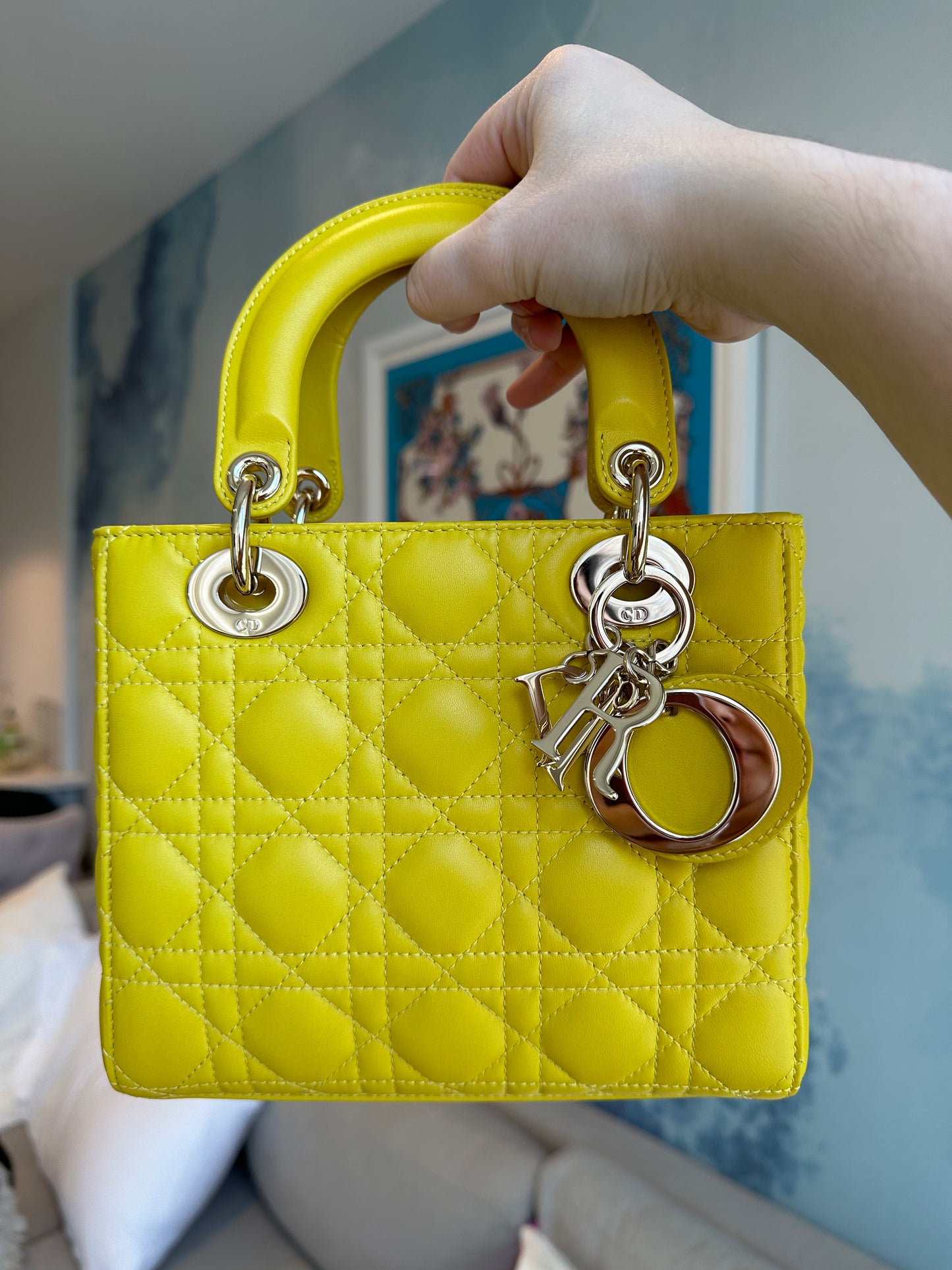 Christian Dior Lady Dior Small Yellow Cannage Lambskin