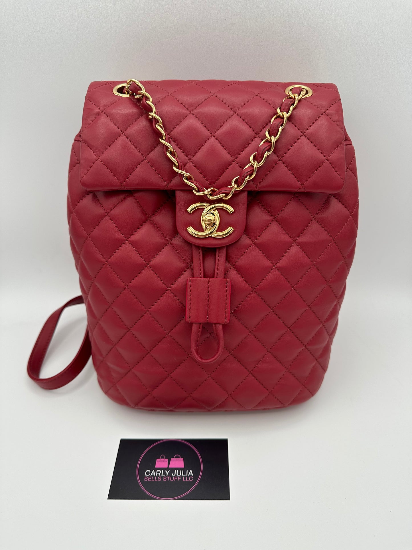 CHANEL Red Quilted Small Urban Spirit Backpack