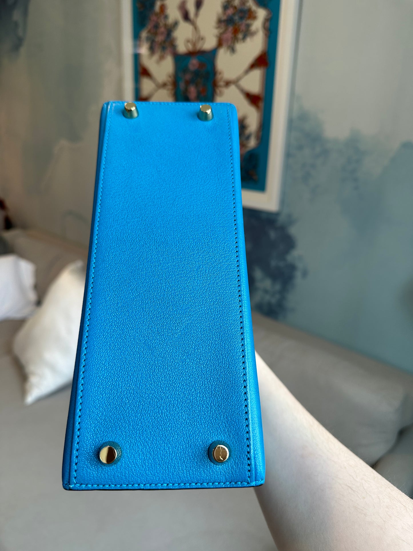 Hermes Kelly 25 Chèvre Blue Zanzibar