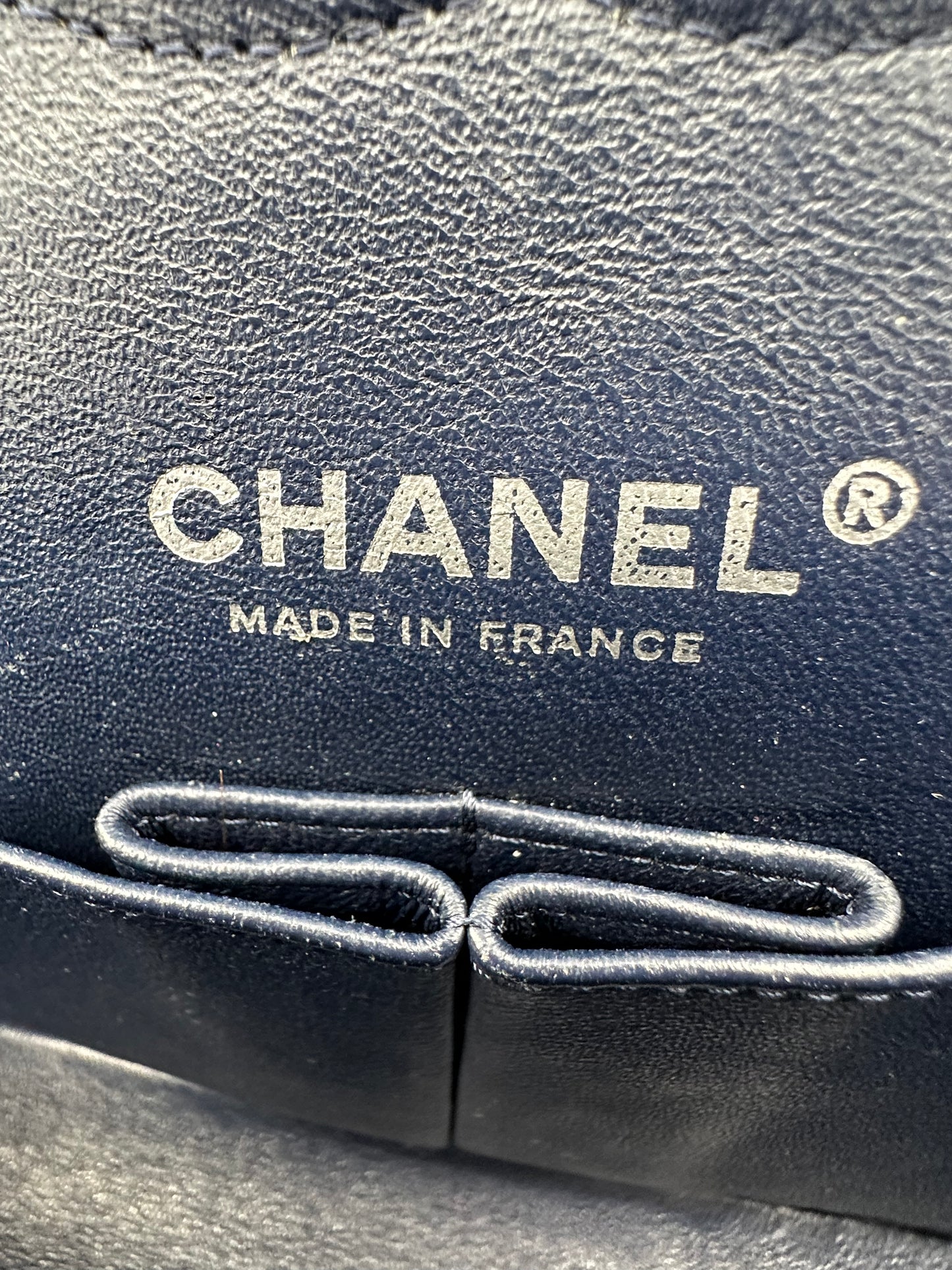 CHANEL Medium Navy Double Flap SHW