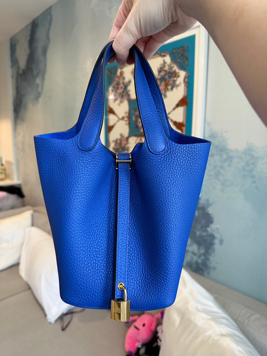 Hermes Picotin 18 Bleu Sapphire GHW