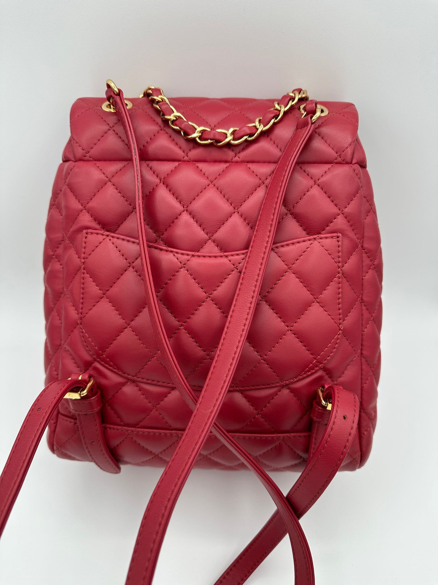 CHANEL Red Quilted Small Urban Spirit Backpack