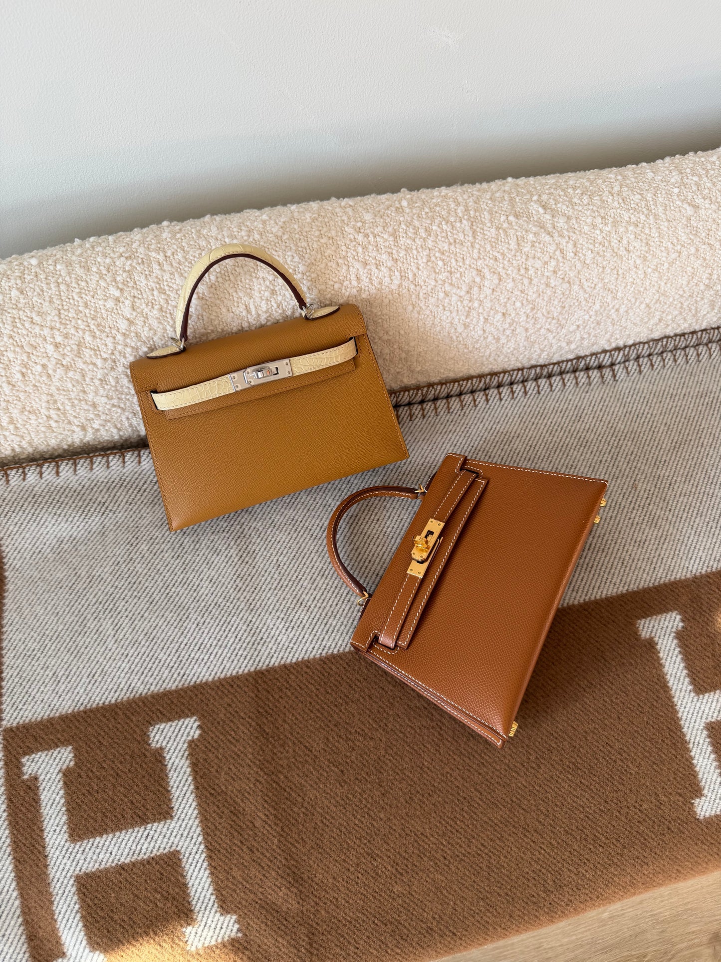 Hermes Mini Kelly 20 Sellier Sesame Madame Touch Vanille Alligator PHW