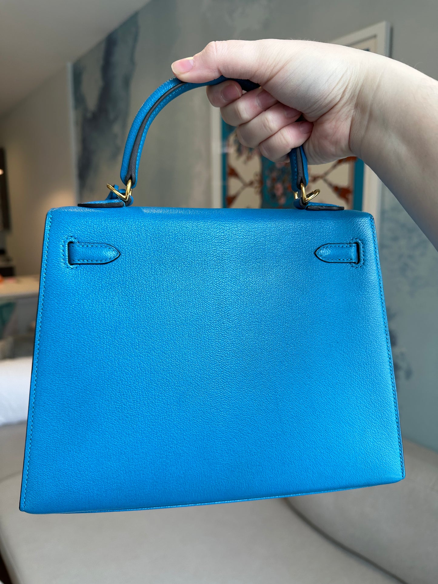 Hermes Kelly 25 Chèvre Blue Zanzibar