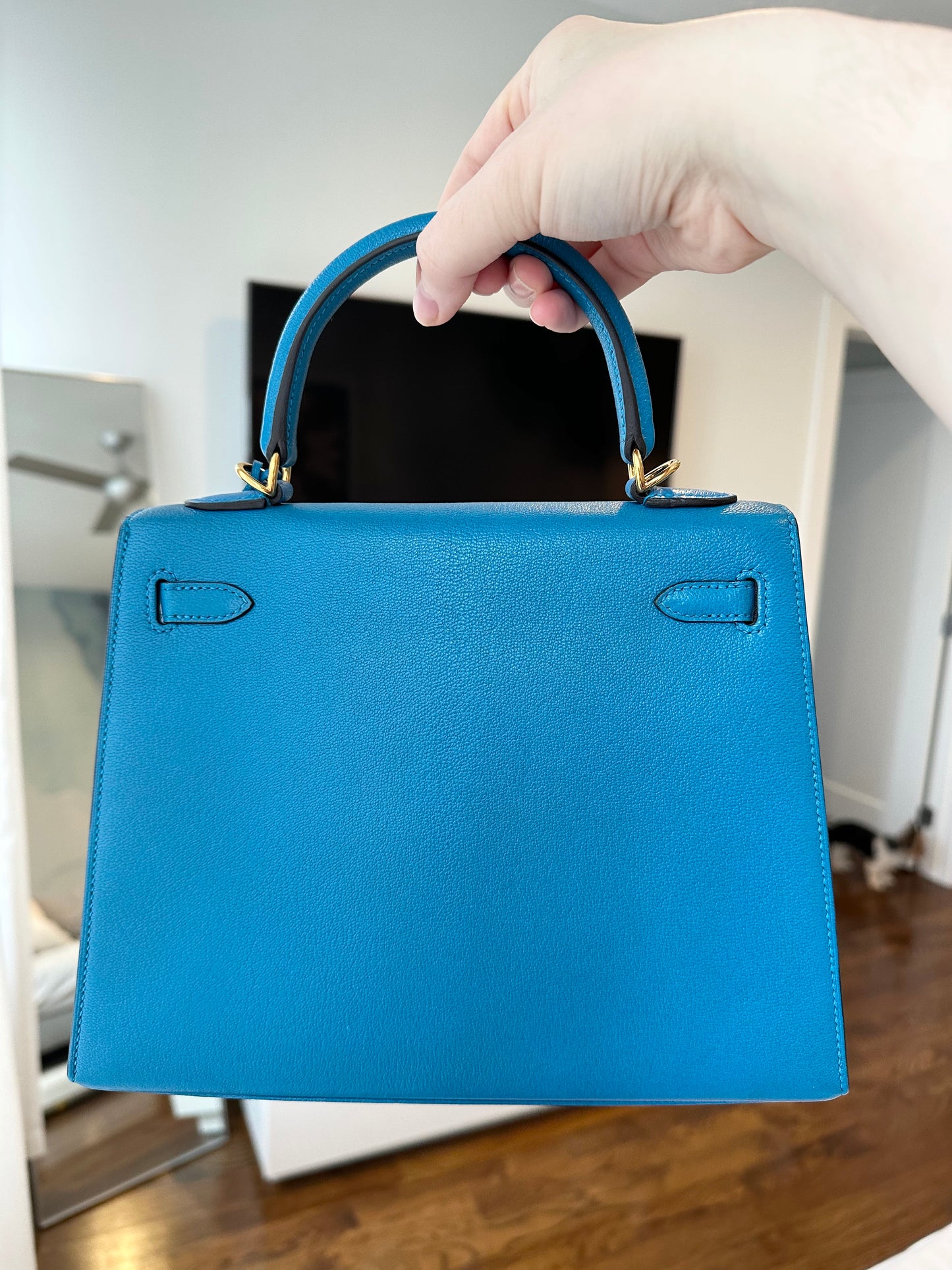 Hermes Kelly 25 Chèvre Blue Zanzibar