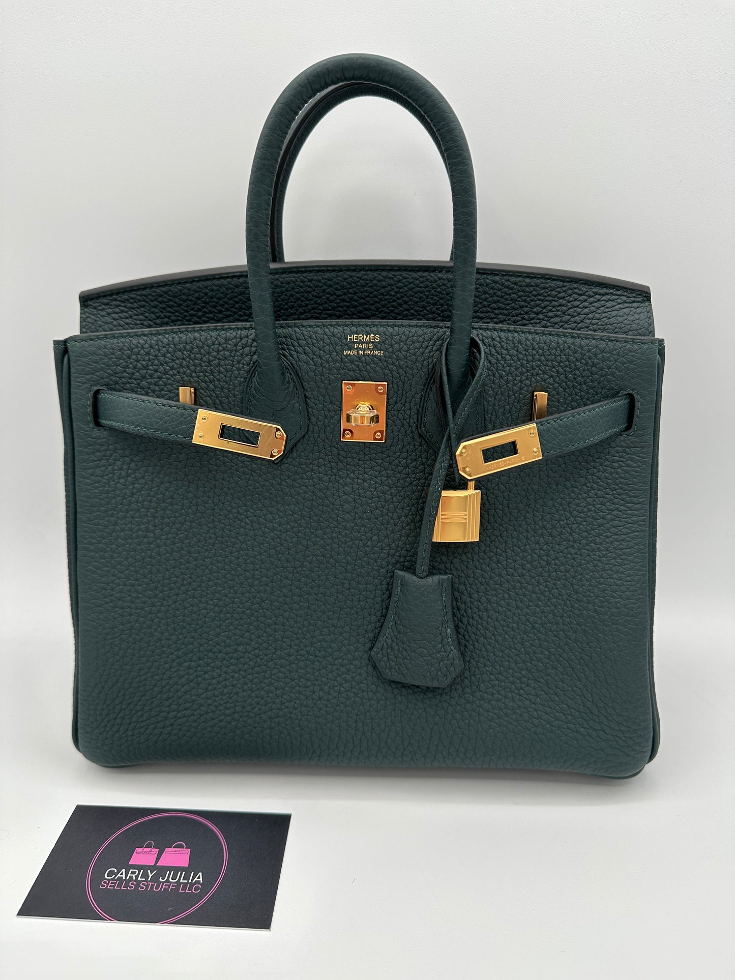 Hermes Brand New Birkin 25 Vert Cypress GHW