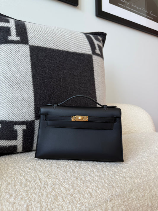 Hermes 2025 Kelly Pochette Noir GHW
