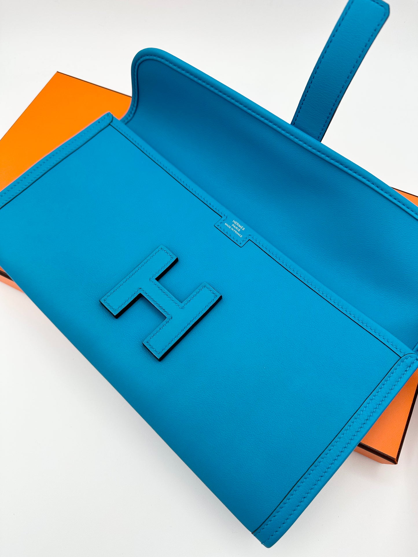 Hermès Jige Elan 29 Bleu Clutch