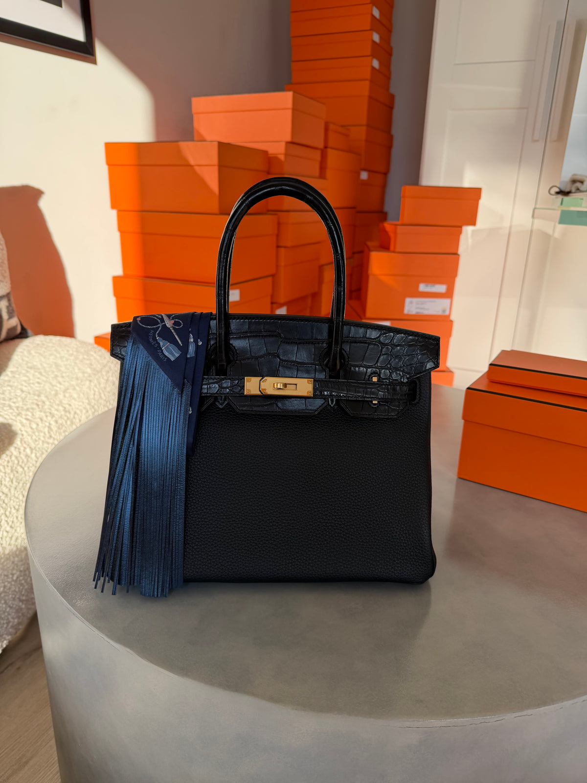 Hermes Birkin 30 Matte Alligator Noir Touch GHW