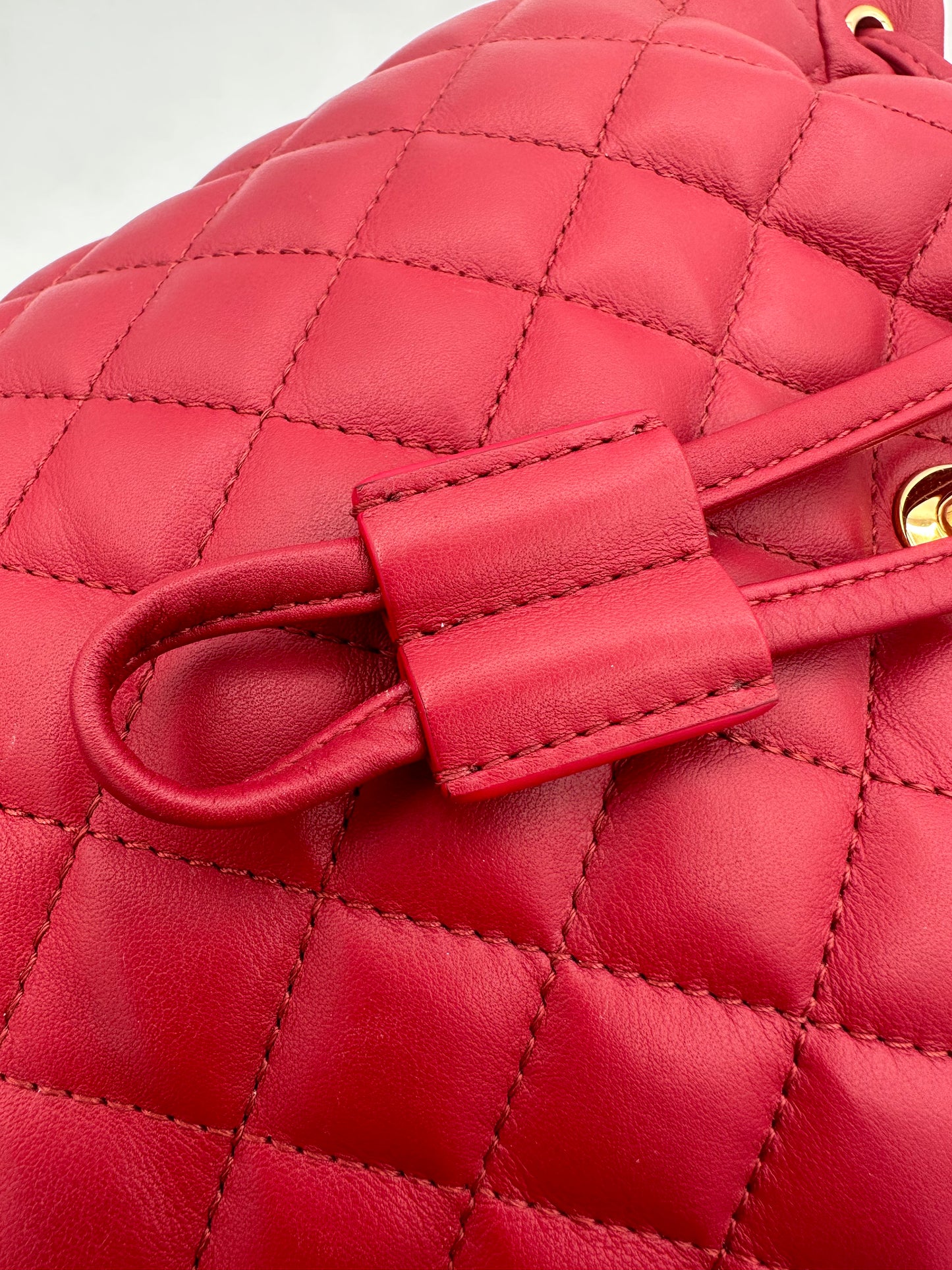 CHANEL Red Quilted Small Urban Spirit Backpack