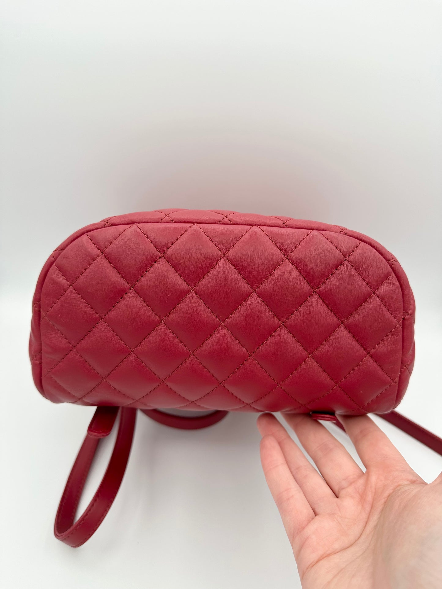 CHANEL Red Quilted Small Urban Spirit Backpack