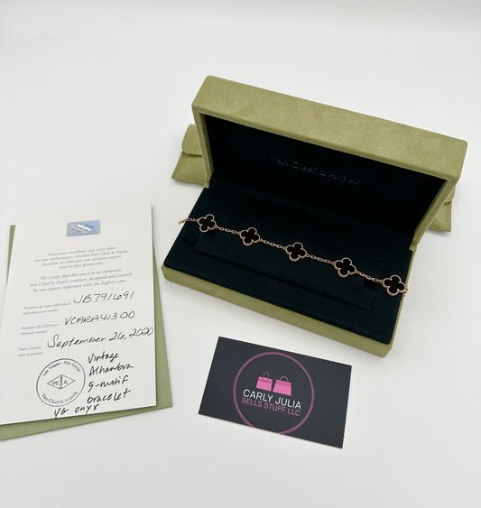 Van Cleef & Arpels Black Onyx 5 Motif Bracelet