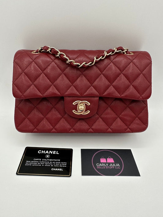 CHANEL Classic Small 19B Red Caviar Double Flap LGHW