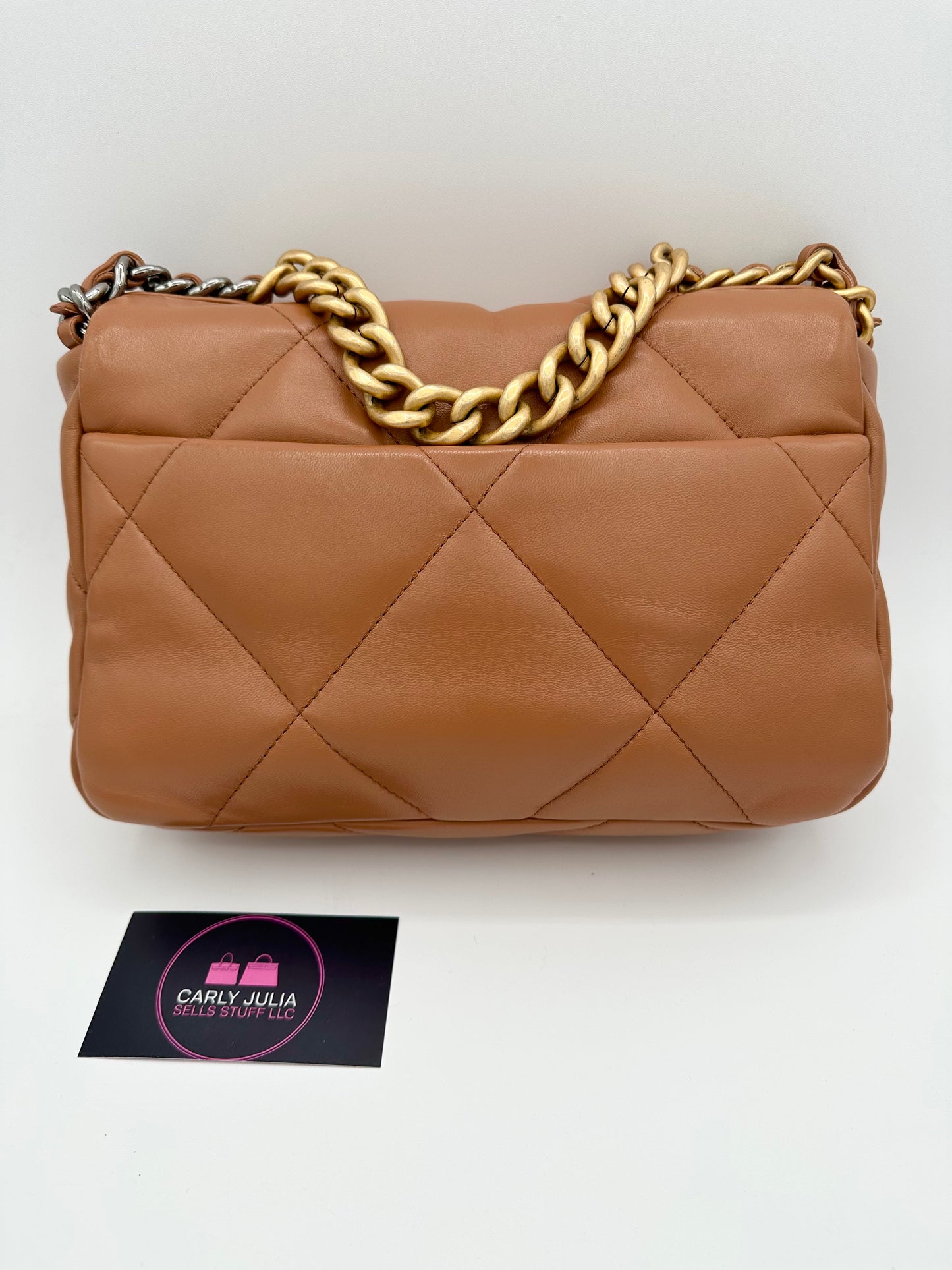 CHANEL 19 Small Carmel Microchip