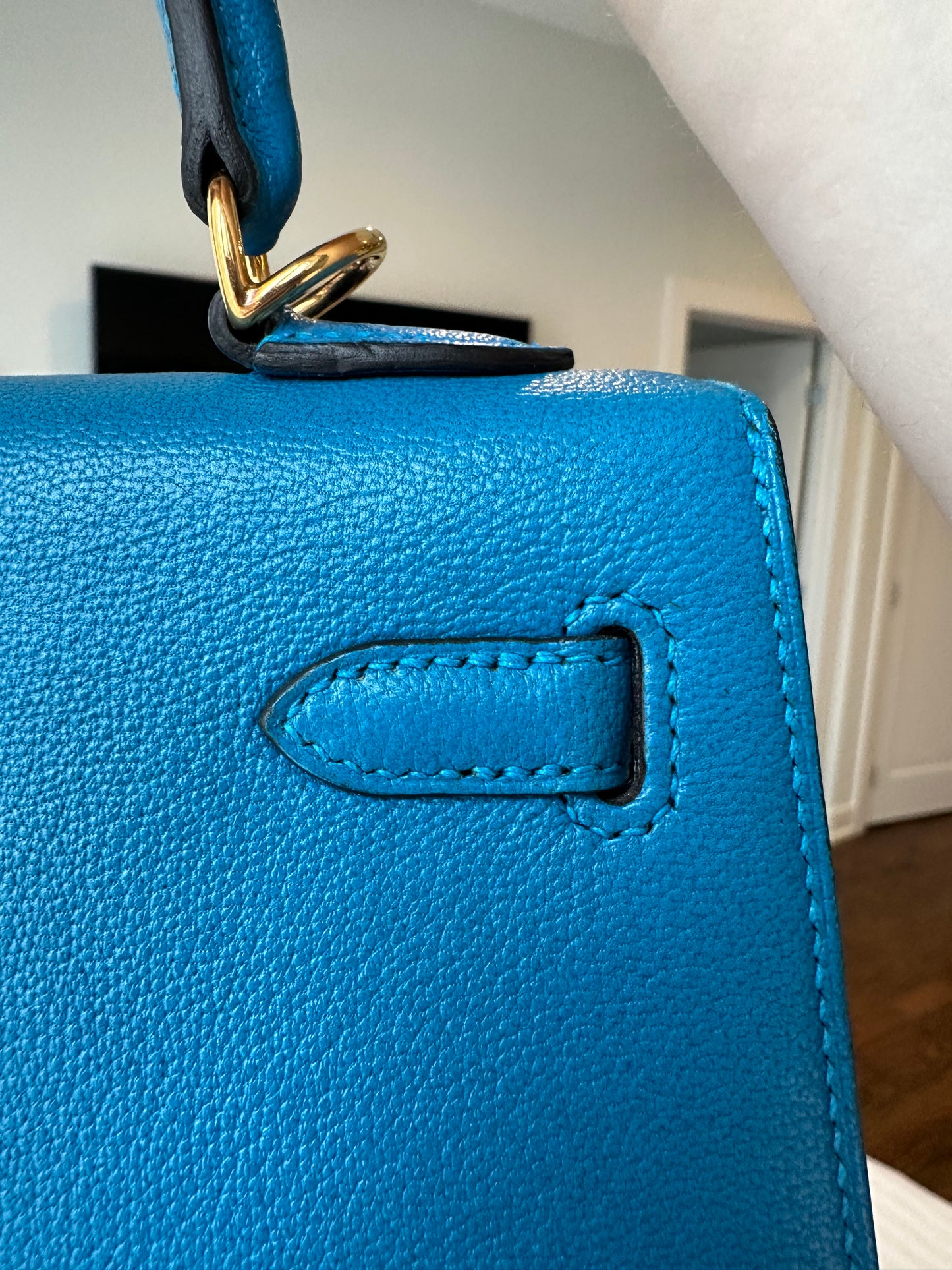 Hermes Kelly 25 Chèvre Blue Zanzibar