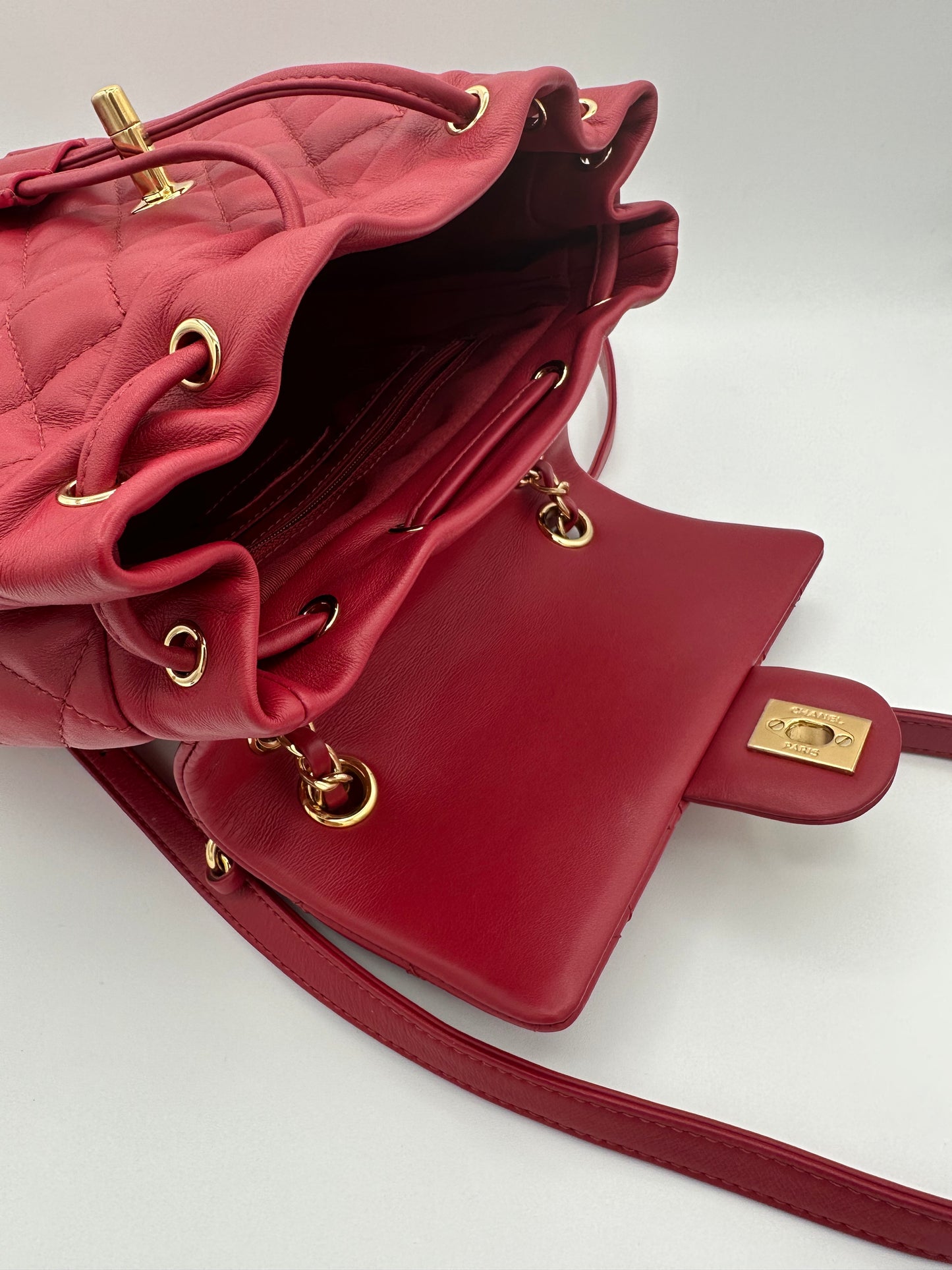 CHANEL Red Quilted Small Urban Spirit Backpack