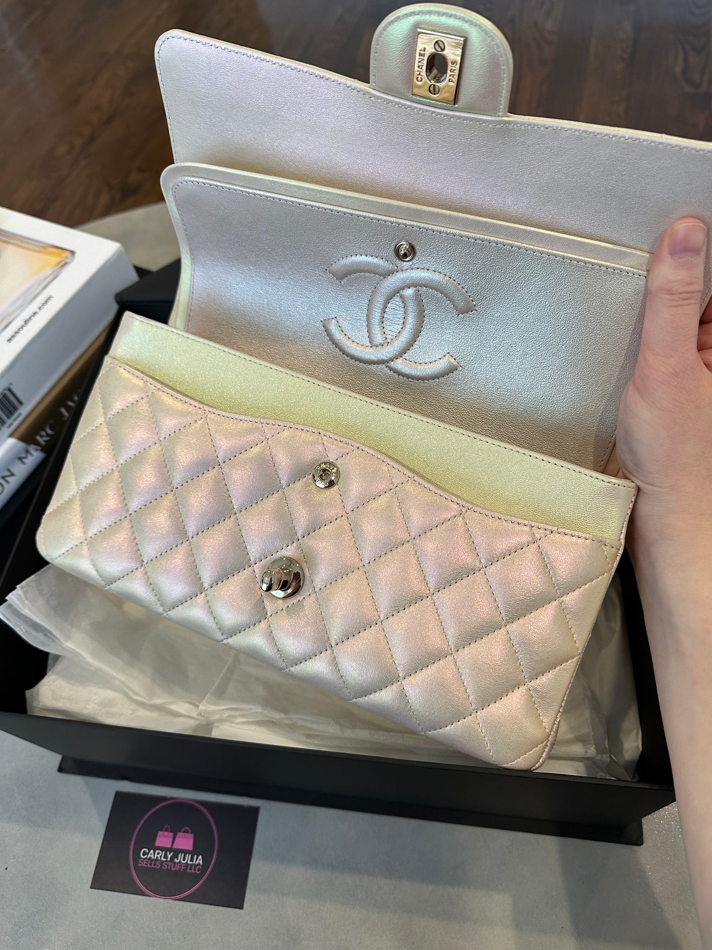 CHANEL Iridescent Medium Double Flap