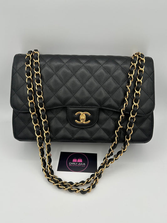 CHANEL Jumbo Caviar Double Flap GHW